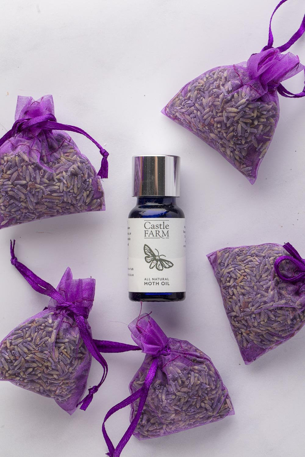 MOTH OIL &amp; ORGANZA LAVENDER BAGS